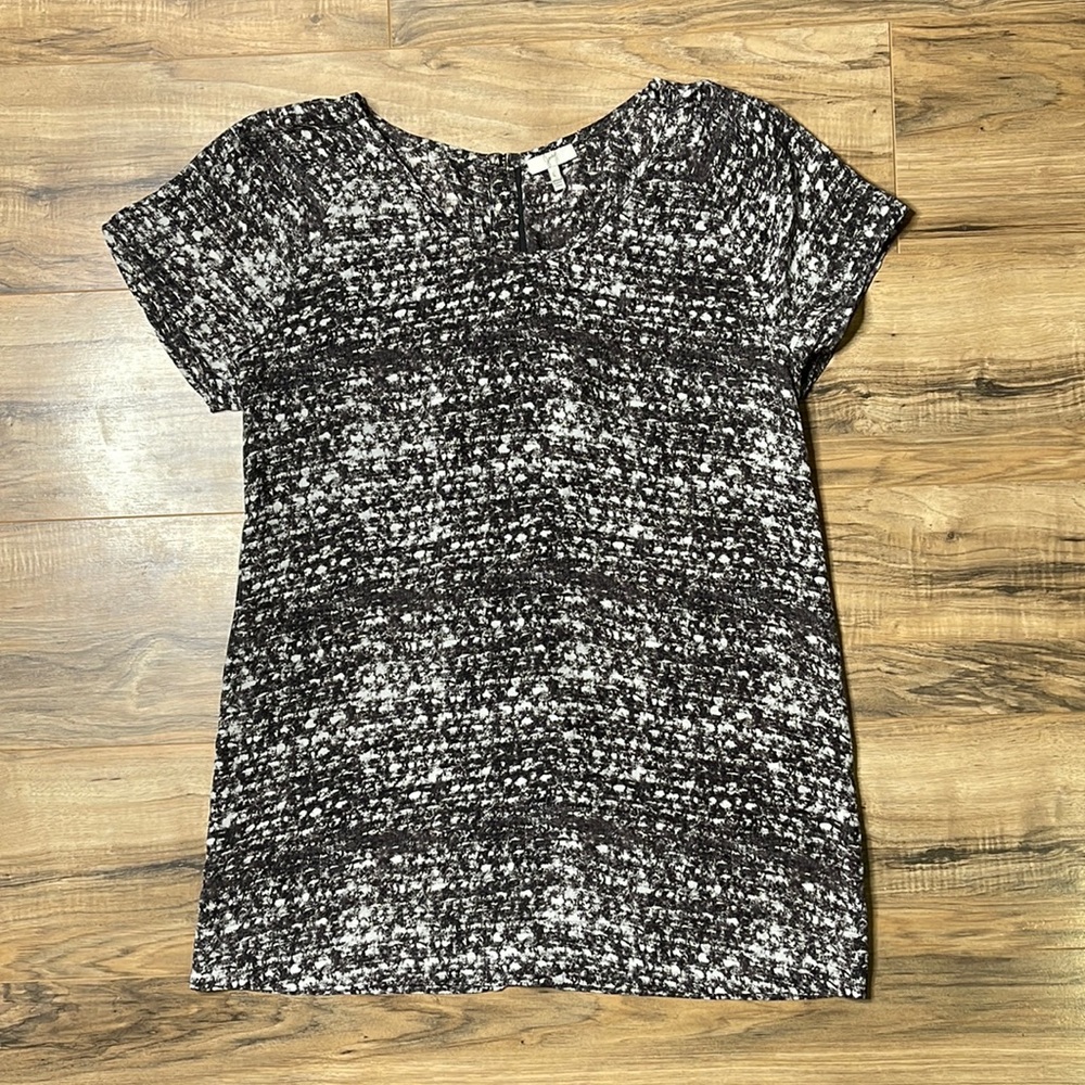 Joie 100% Silk Boat Neck Short Sleeve Abstract Print Sheath Tunic Women’s Large